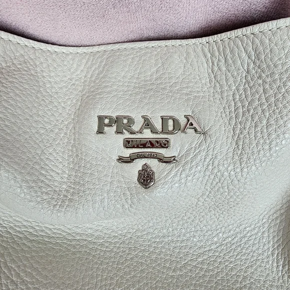 Prada Cream Pebbled Leather Hobo Bag - Picture 2 of 16